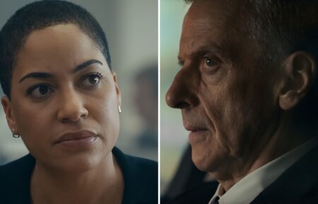 Cush Jumbo as June Lenker and Peter Capaldi as Daniel Hegarty — 'Criminal Record'