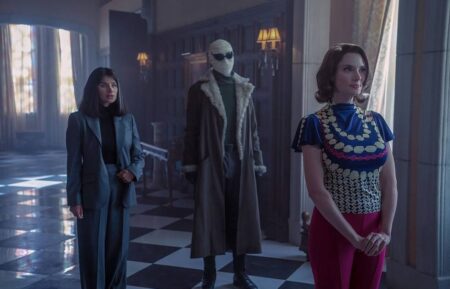 Diane Guerrero, Matt Bomer, and April Bowlby in Doom Patrol Season 4.